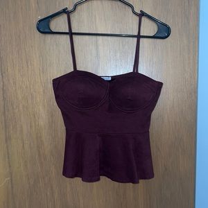 Maroon velvet crop tank top. Charlotte Russe. Size medium